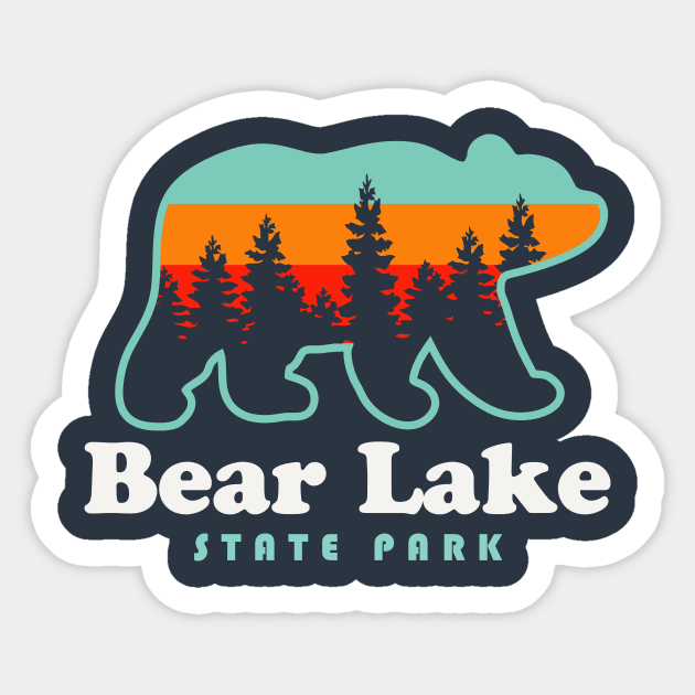 Bear Lake Utah State Park Bear Retro Sunset Sticker by PodDesignShop